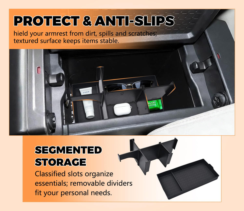 GZSH removable divider in console demonstrating adjustable storage flexibility