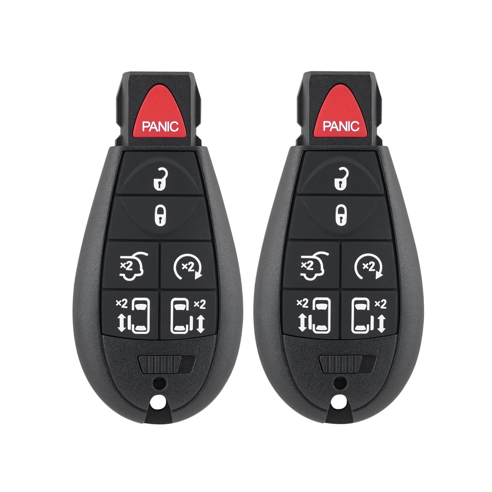 GZXNKEY front view of two replacement key fobs showing shape and buttons, reliable replacement