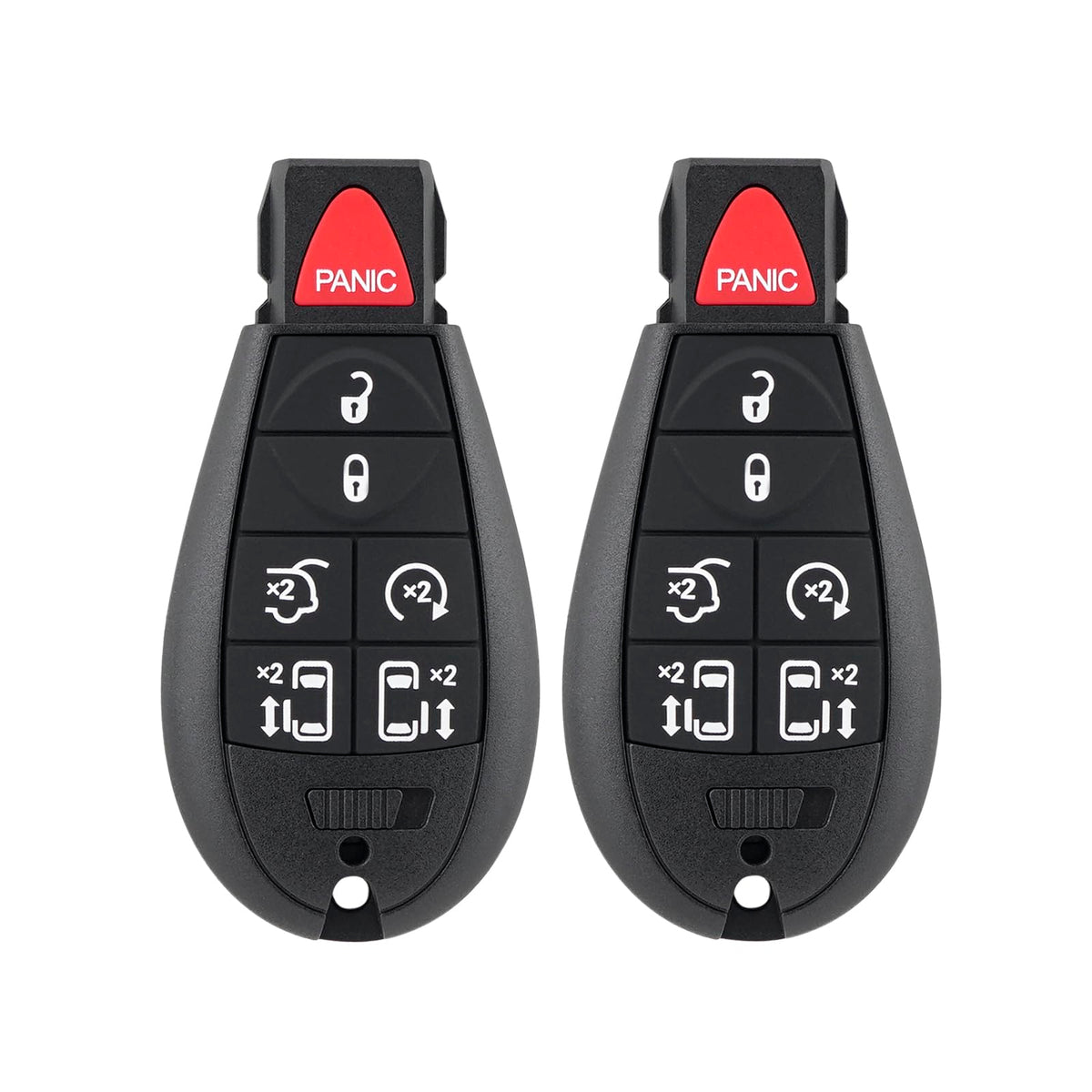 GZXNKEY front view of two replacement key fobs showing shape and buttons, reliable replacement