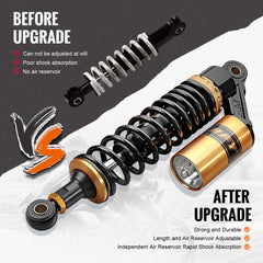 GZYF rear shock installed on motorcycle demonstrating improved ride stability