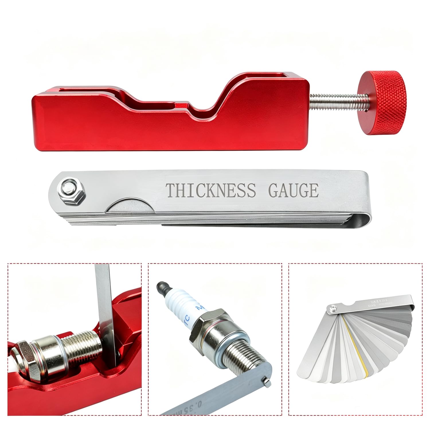 GZZTORES close-up of manganese steel feeler blades with clear markings for accurate measurement