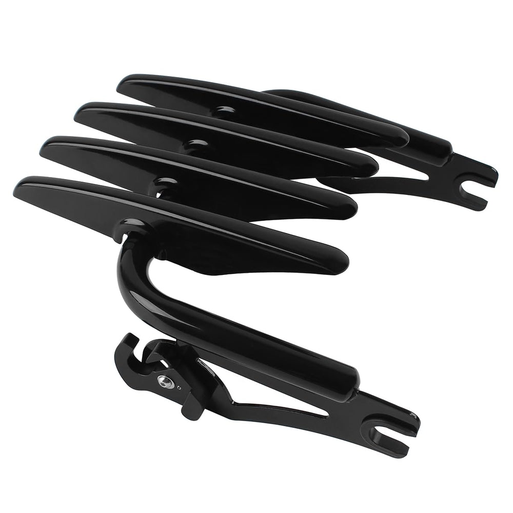 H RUO rack next to saddlebag showing size and fit for luggage planning