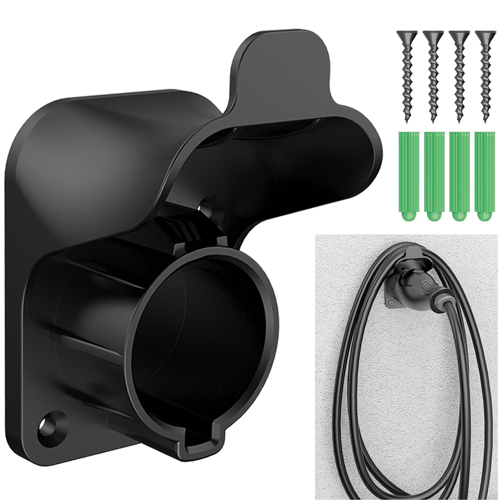 H3JANG front view of holder showing secure plug storage and tidy charger placement