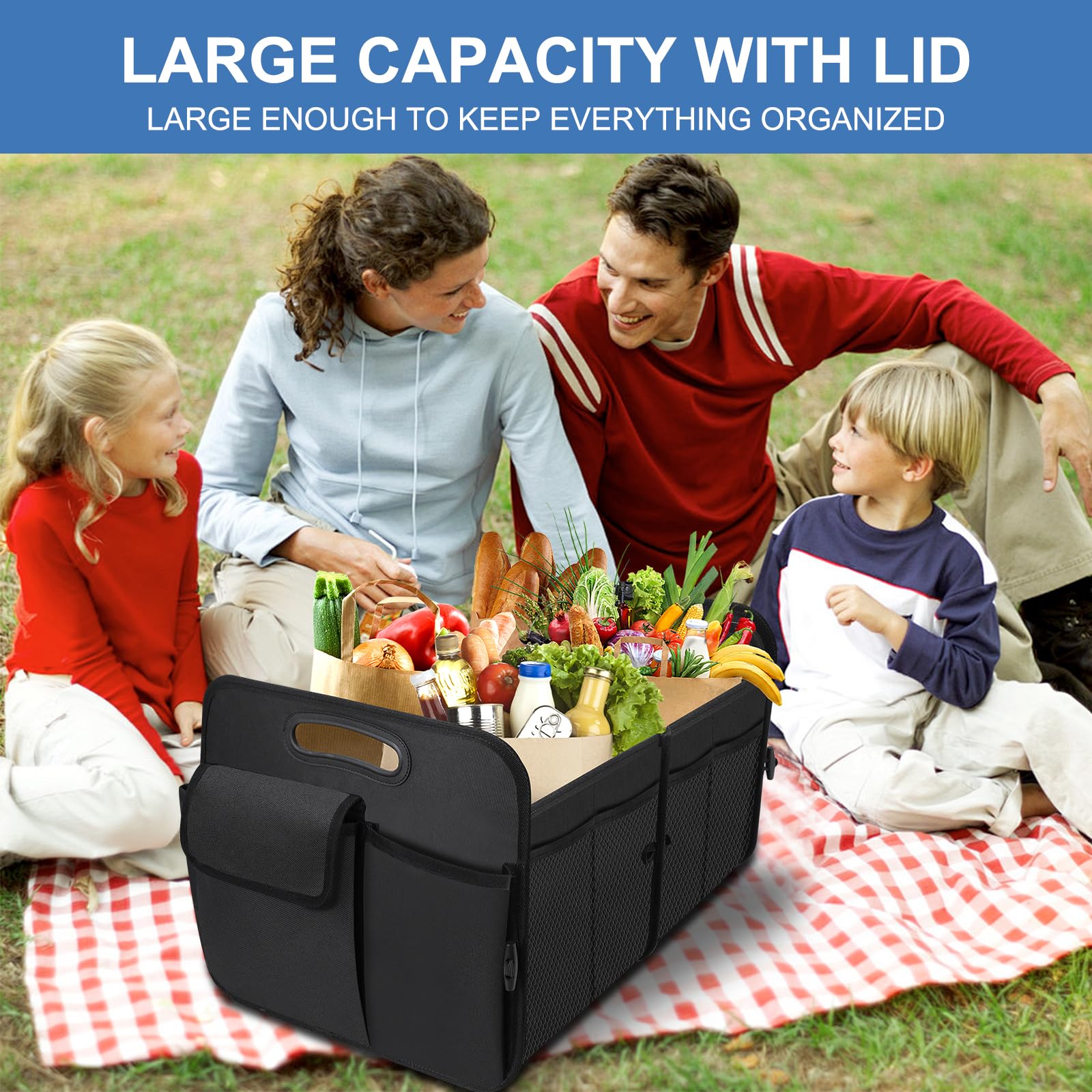 HABOPET non-slip base velcro strips keeping organizer stable on trunk floor