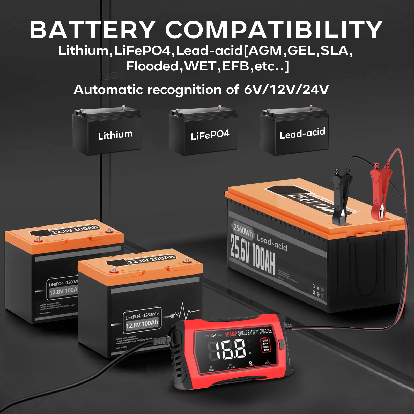 Haisito close-up LCD readout displays voltage and charging percent