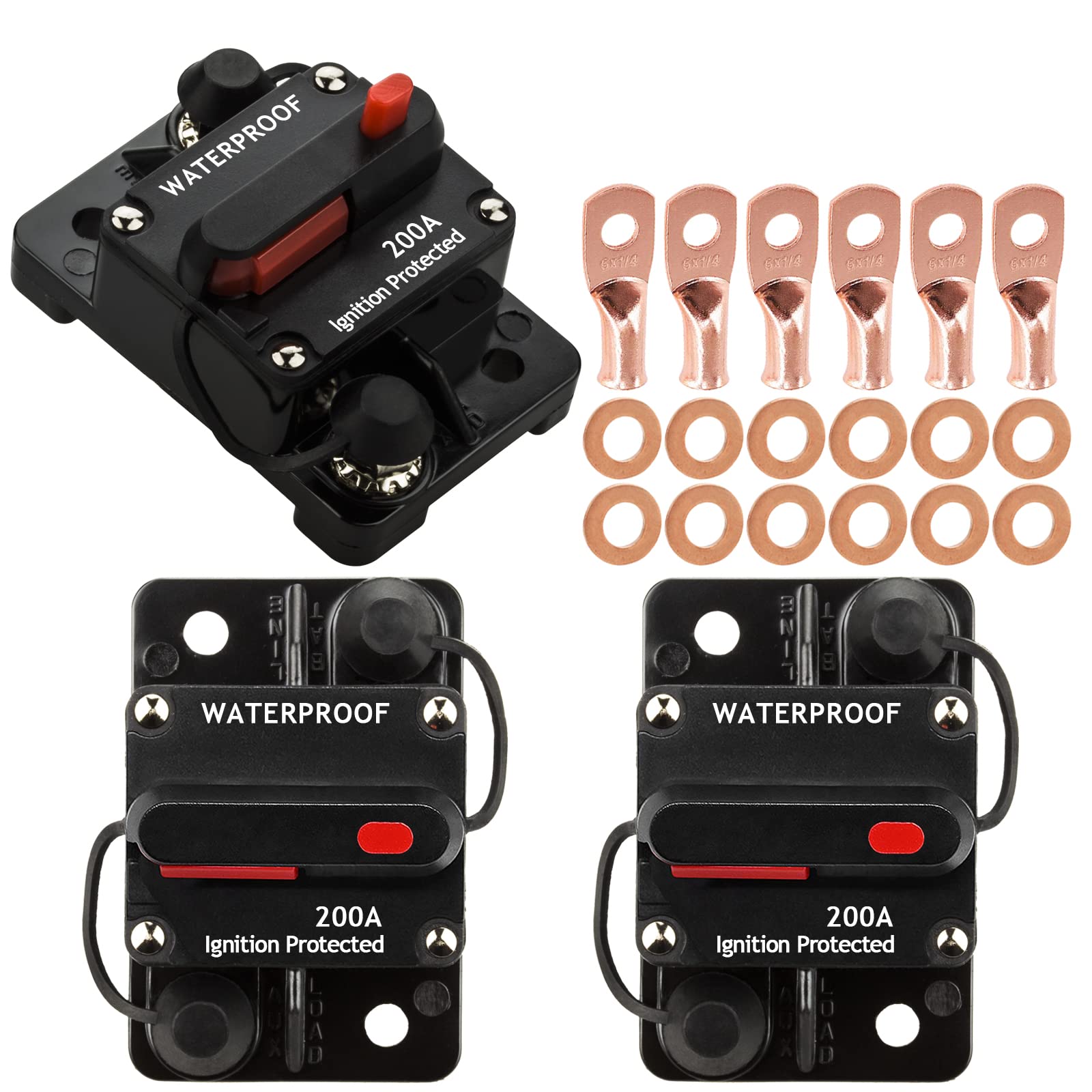 Hamolar front view showing three 200A breakers and included hardware for quick protection