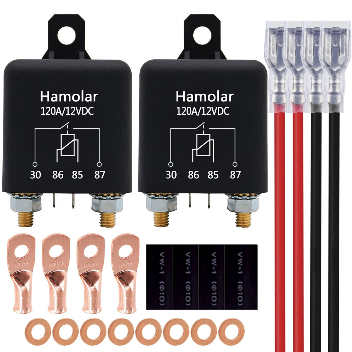 Hamolar front view of two relays showing durable construction and twin-pack convenience