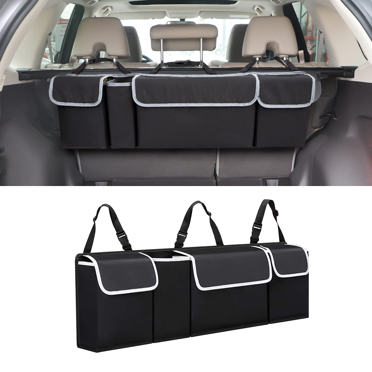 Hanemia lifestyle shot with road trip essentials showing tidy, ready-to-go storage