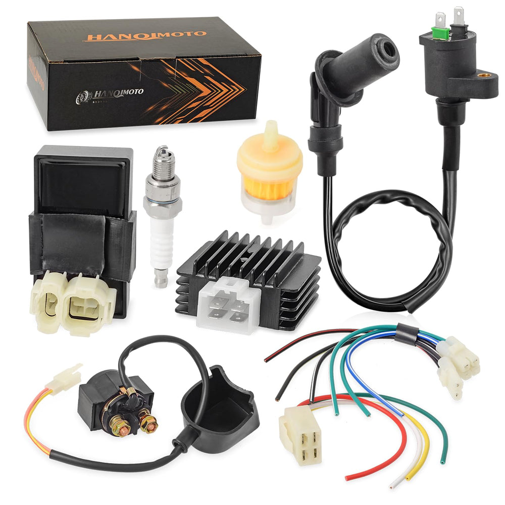 HANQIMOTO front view of entire ignition kit showing contents and fitment benefits