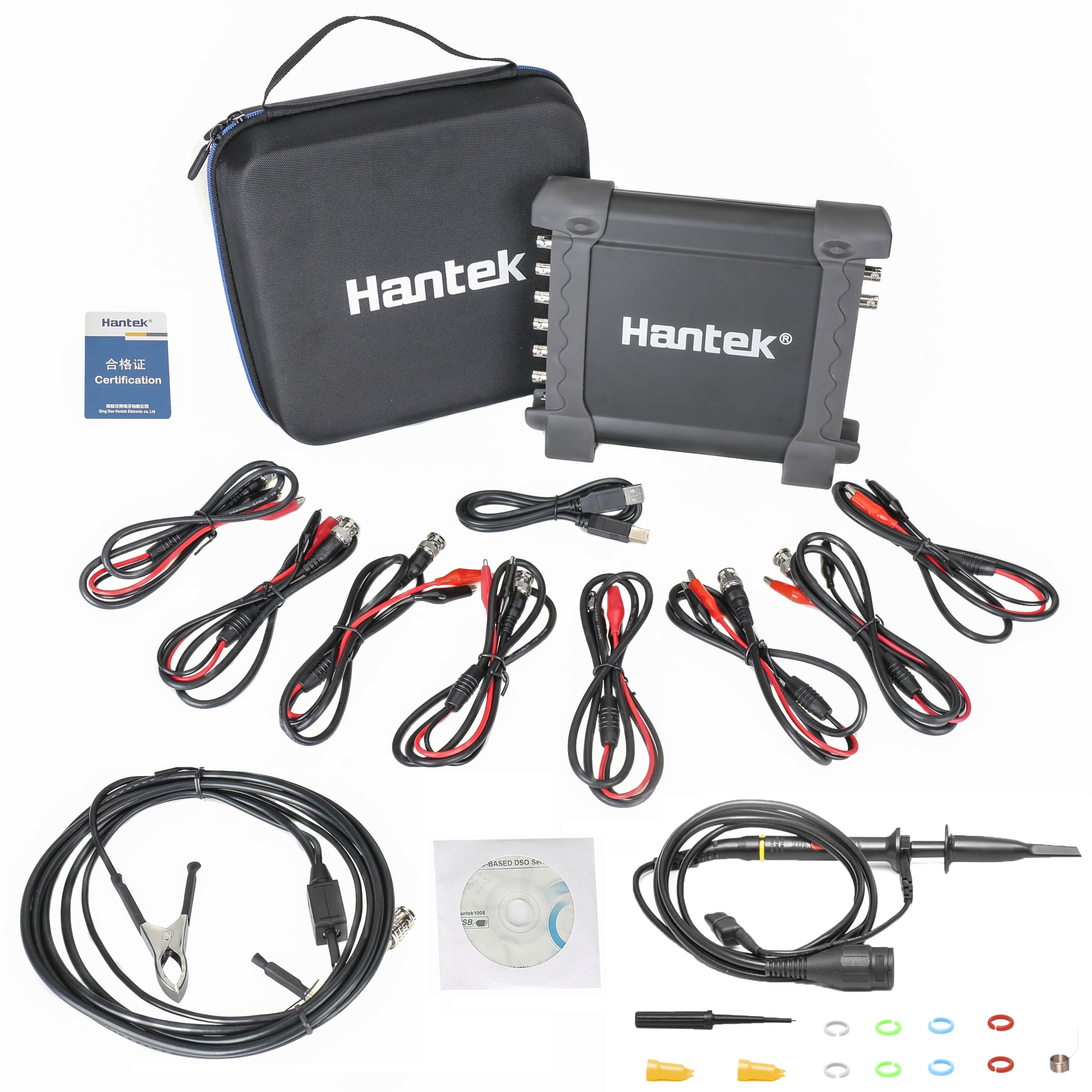 Hantek 1008C front panel showing channel inputs and controls for fast diagnostics