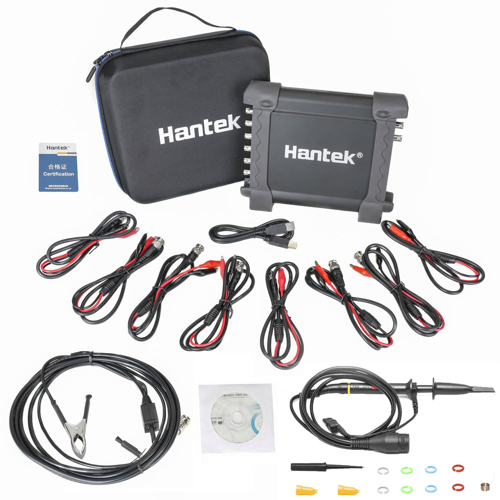 Hantek 1008C front panel showing channel inputs and controls for fast diagnostics