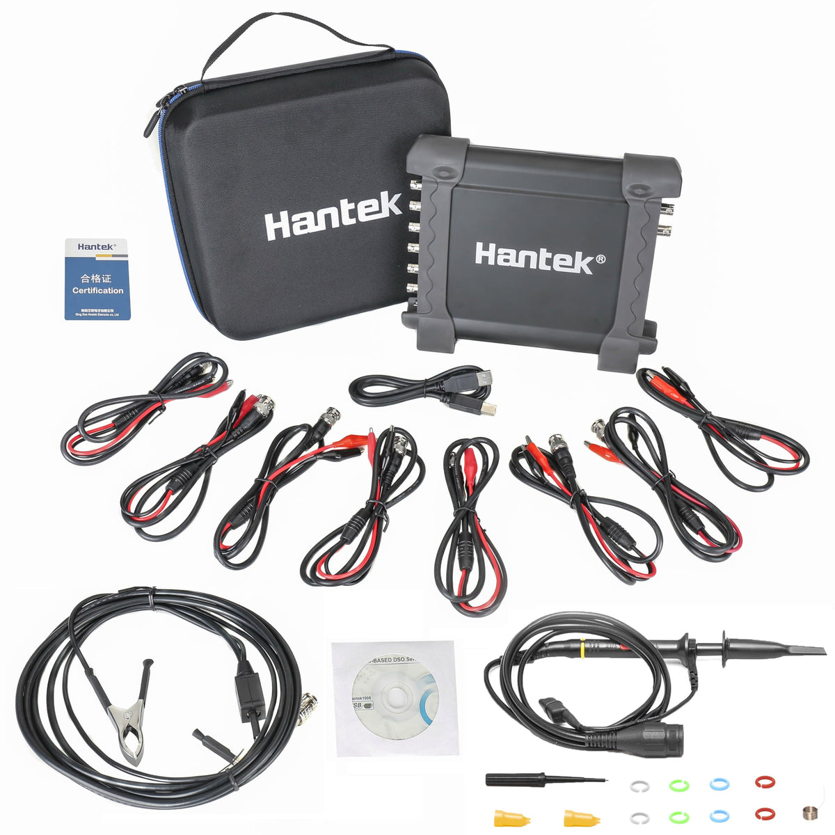 Hantek 1008C front panel showing channel inputs and controls for fast diagnostics