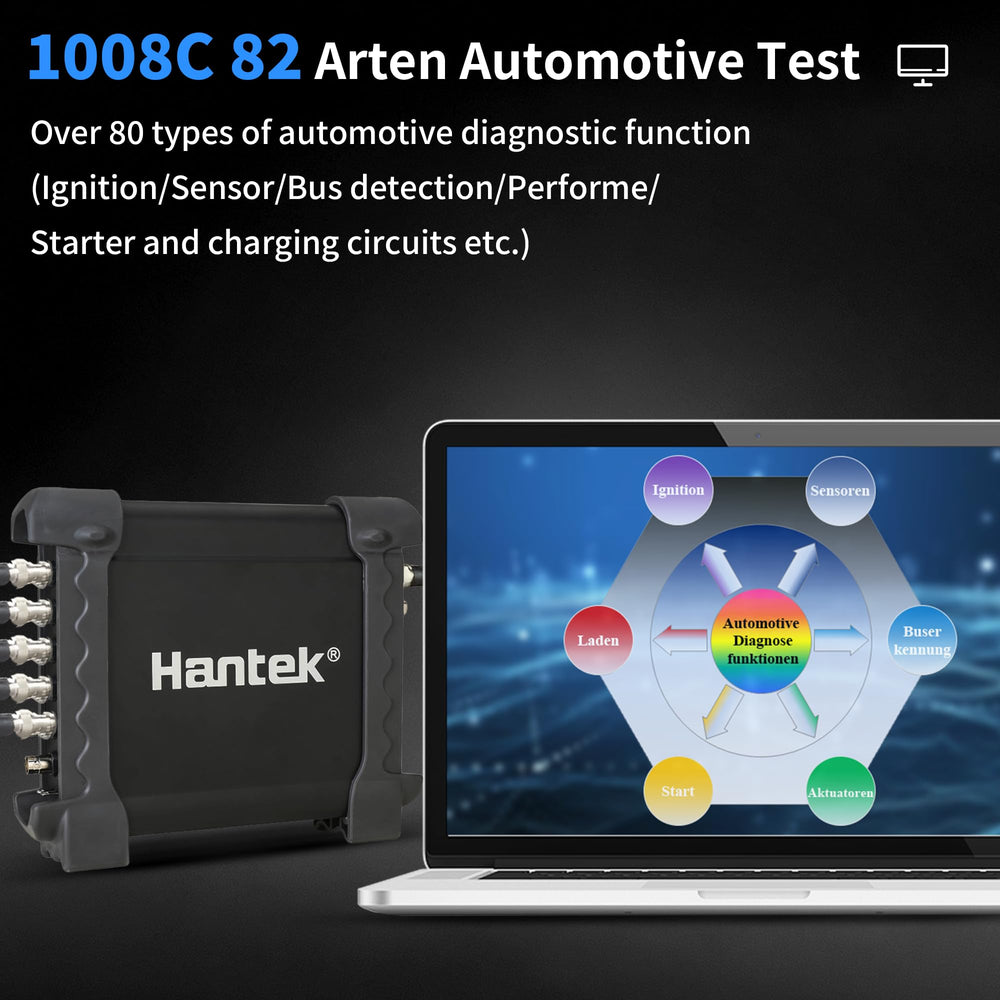 Hantek 1008C signal generator output terminal emphasizing programmable test signals