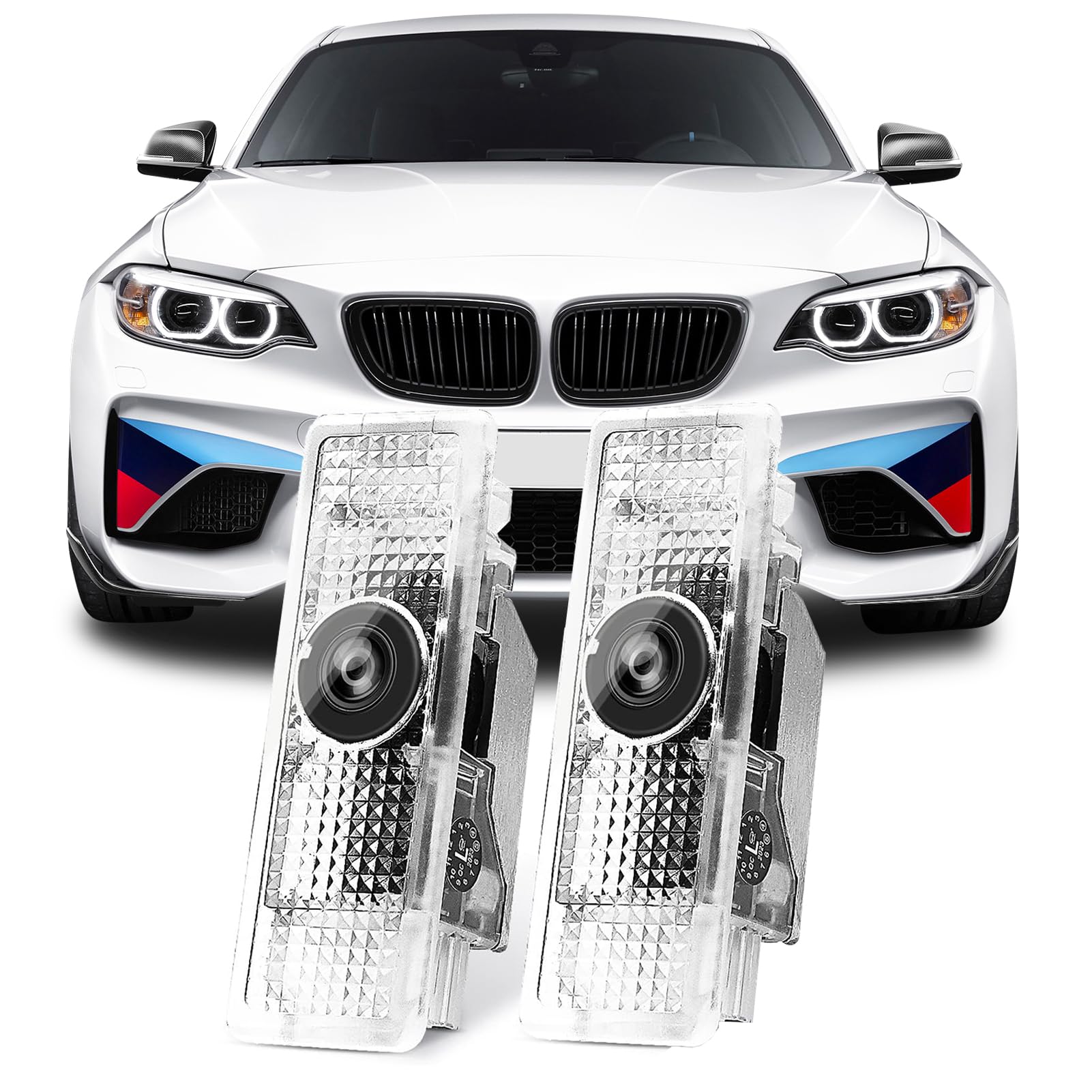 HAOGI front view of ClassicBlueWhiteLogo puddle lamps showing product benefit clarity