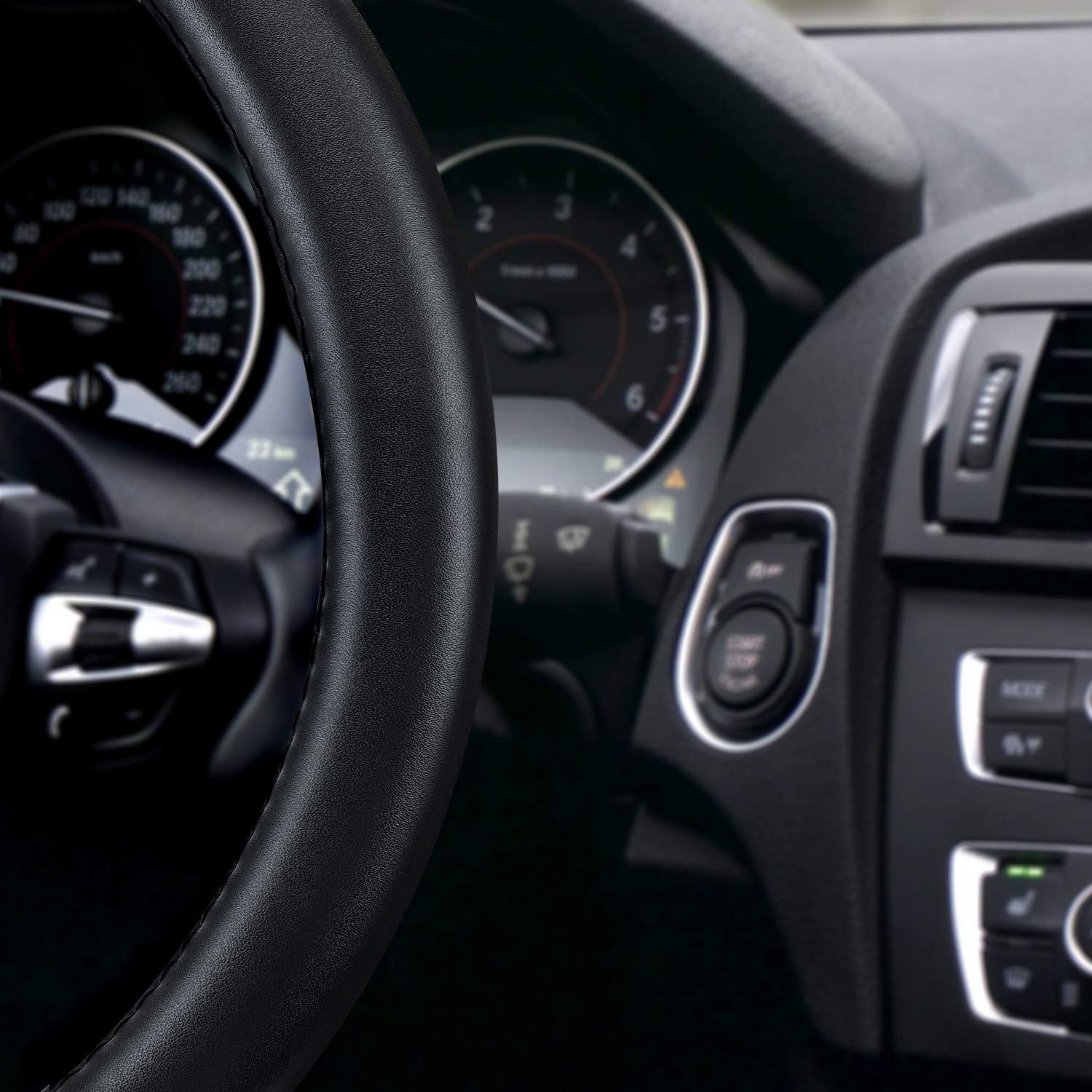 HAOKAY steering wheel cover installed in car demonstrating improved grip and control