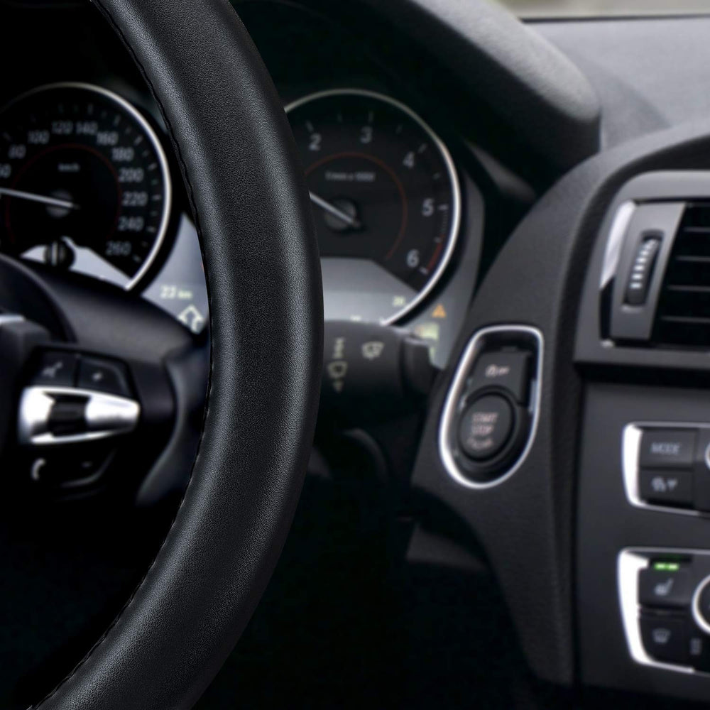 HAOKAY steering wheel cover installed in car demonstrating improved grip and control