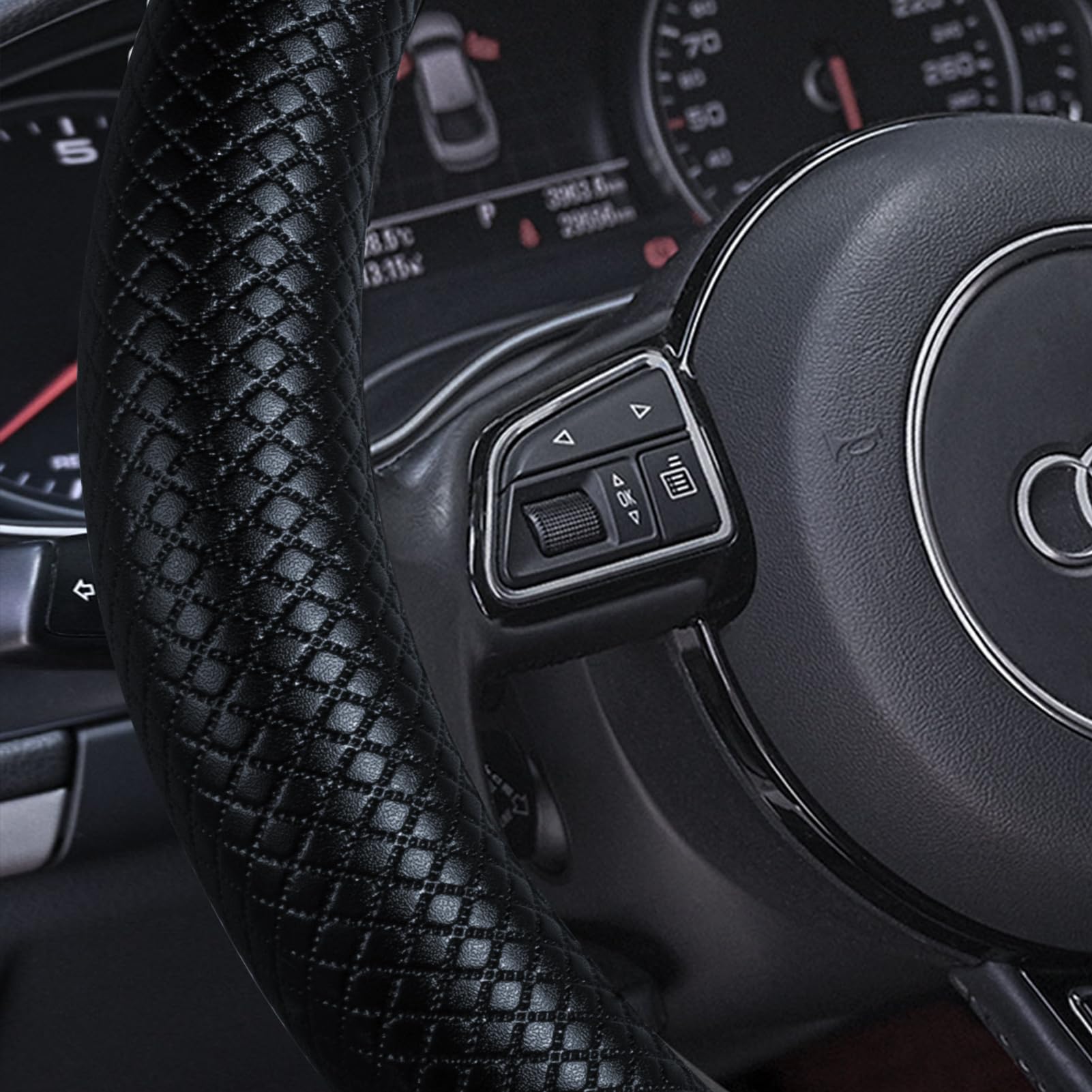 HAOKAY installed on steering wheel demonstrating improved control and style