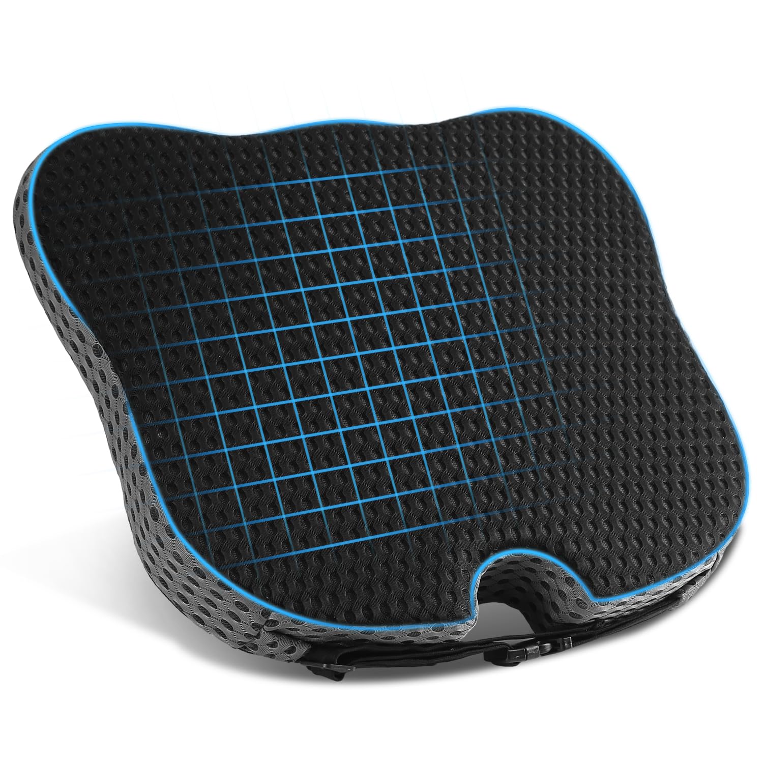 Hapiclody front view of booster cushion showing improved visibility and comfort