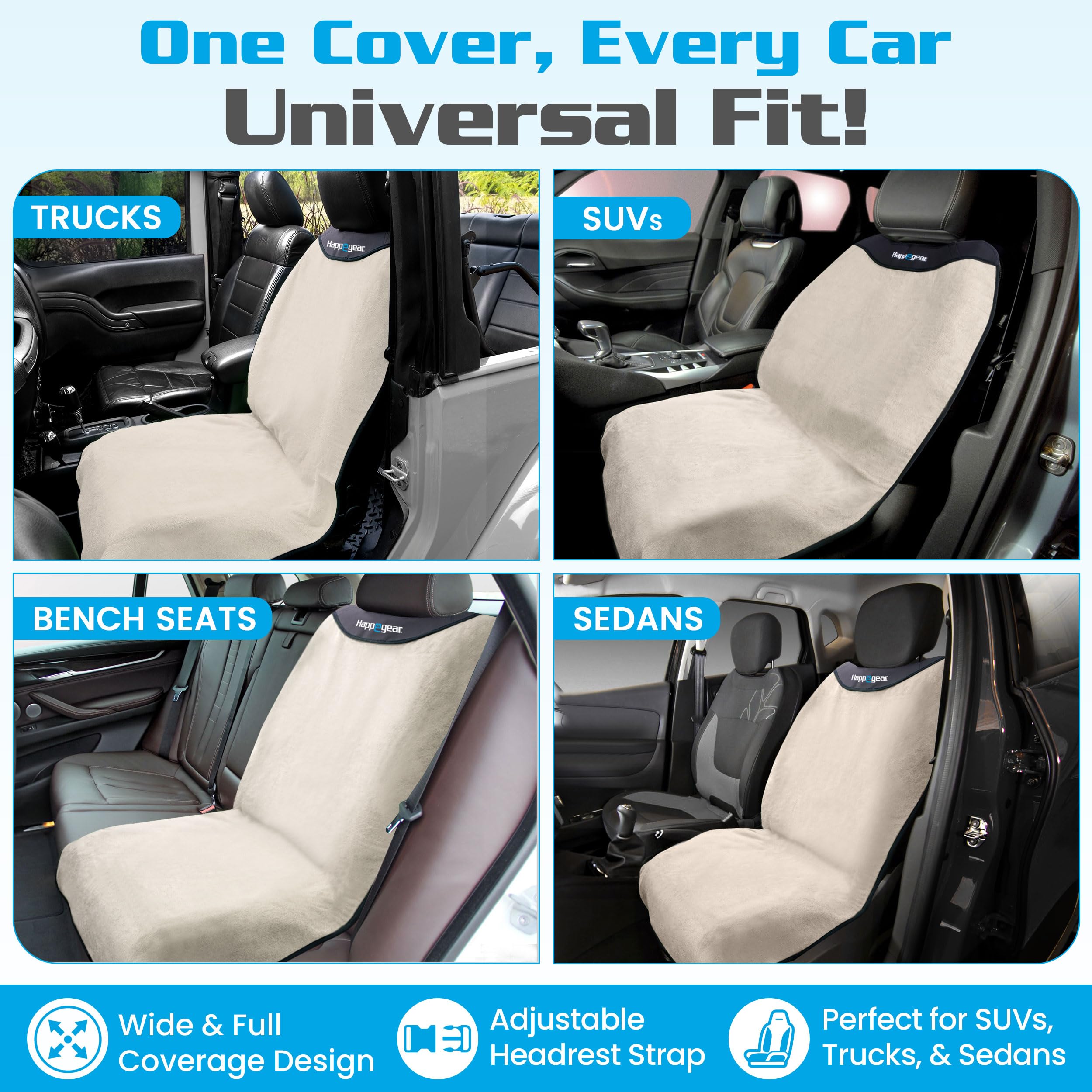HAPPEGEAR with a dog on the seat showing pet-friendly protection