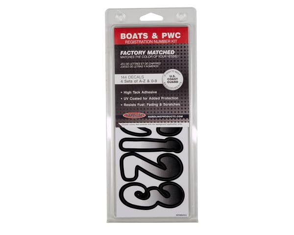 Hardline Products scale comparison with ruler showing 3-inch character height for USCG compliance