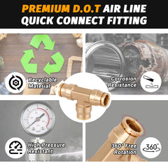 HASAOMOI tee union installed on 3/8" tubing demonstrating secure push-to-connect fit