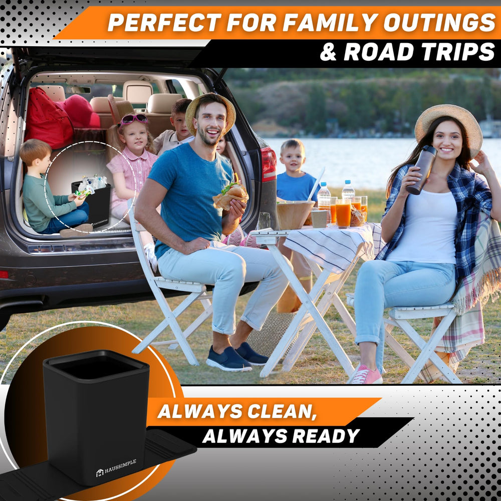 HAUSSIMPLE trash can installed on front passenger floor offering tidy cabin organization