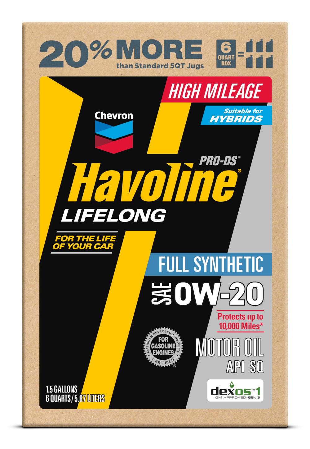 Havoline back label with specifications and usage guidance benefit