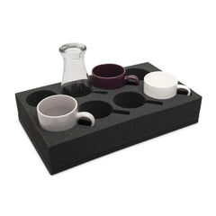 HAWETICO front view of foam organizer showing eight cushioned slots and compact design benefit