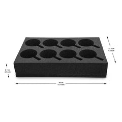 HAWETICO top view displaying eight individual slots to prevent cup collisions while traveling