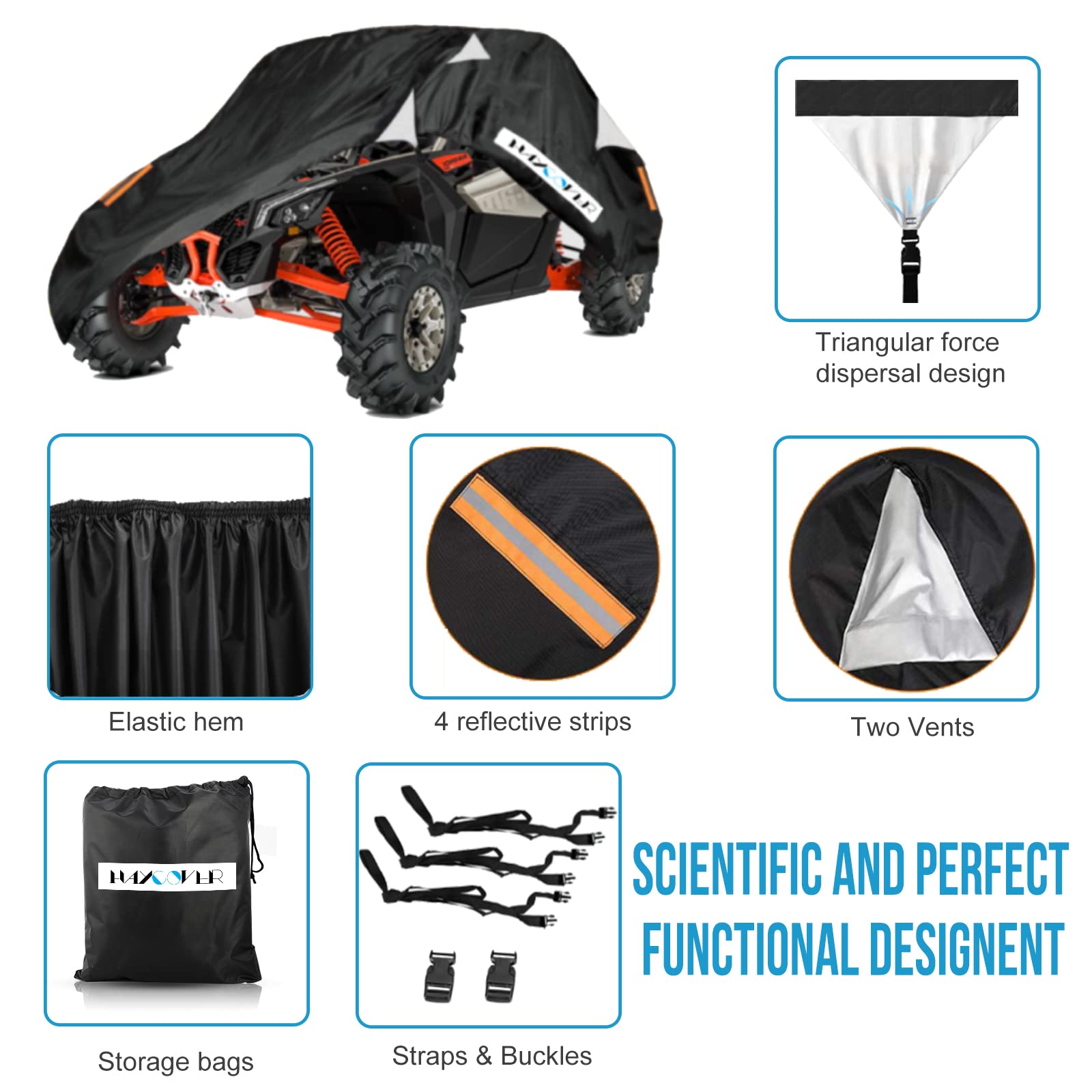 HAYCOVER elastic hem and inverted-triangle binding securing cover in wind