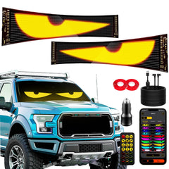 HCYHNB front view of paired windshield LED panels showing sleek profile and brand clarity