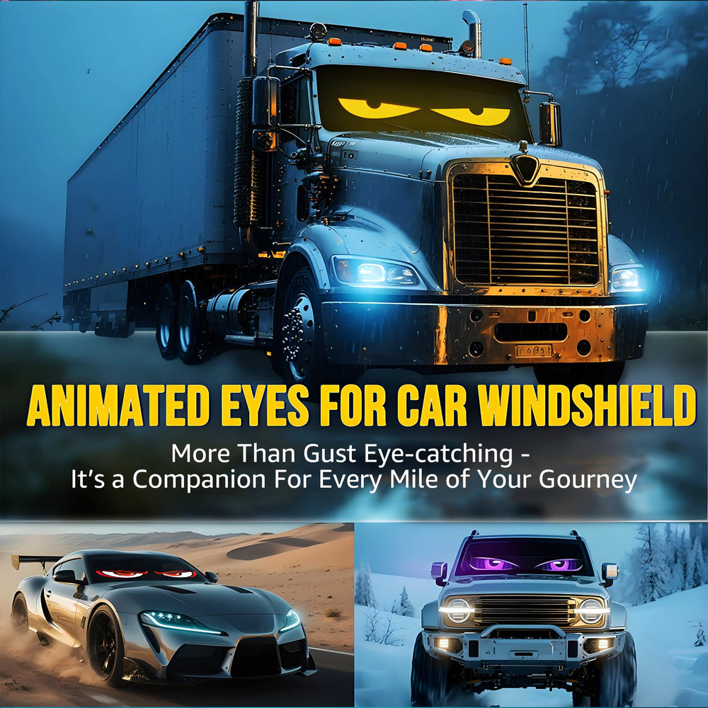 HCYHNB windshield panels showing custom holiday text for festive vehicle decoration