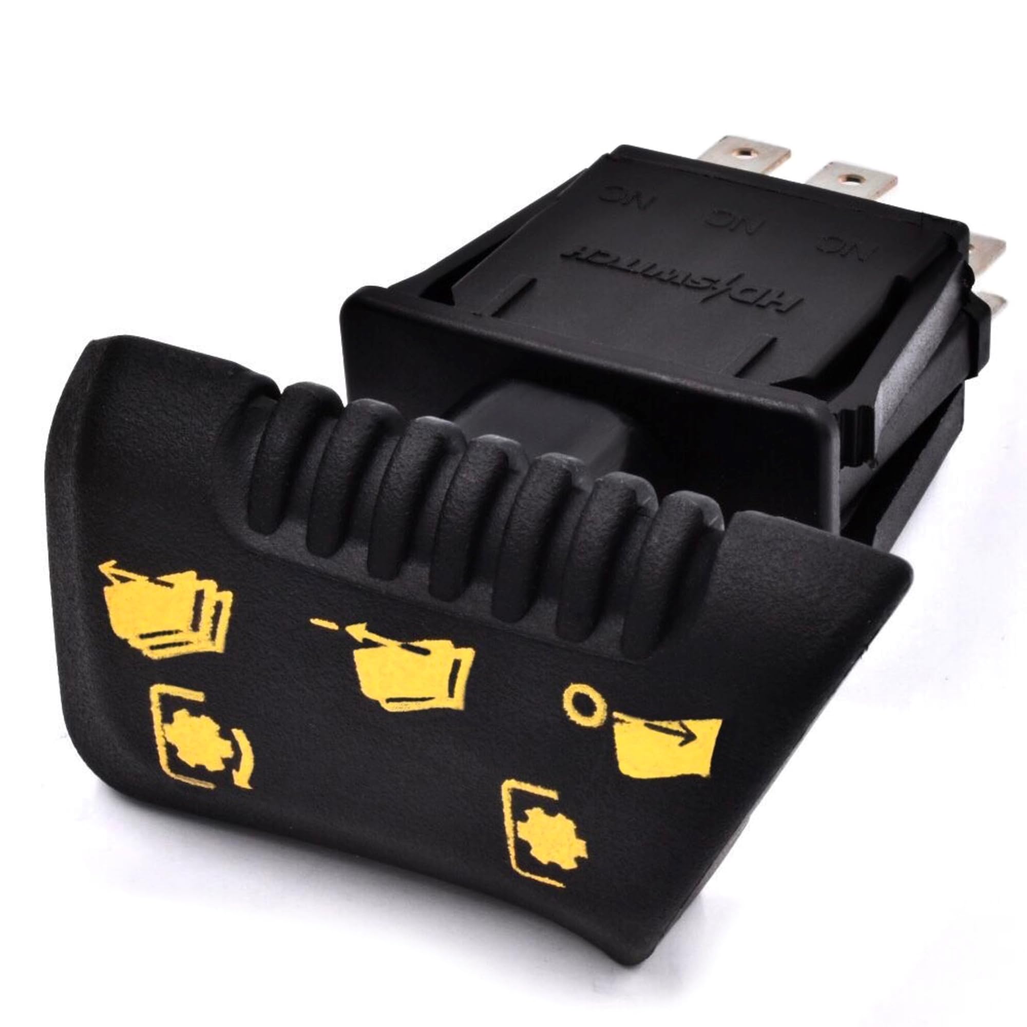 HD Switch front view showing robust housing and clear labeling for durable replacement