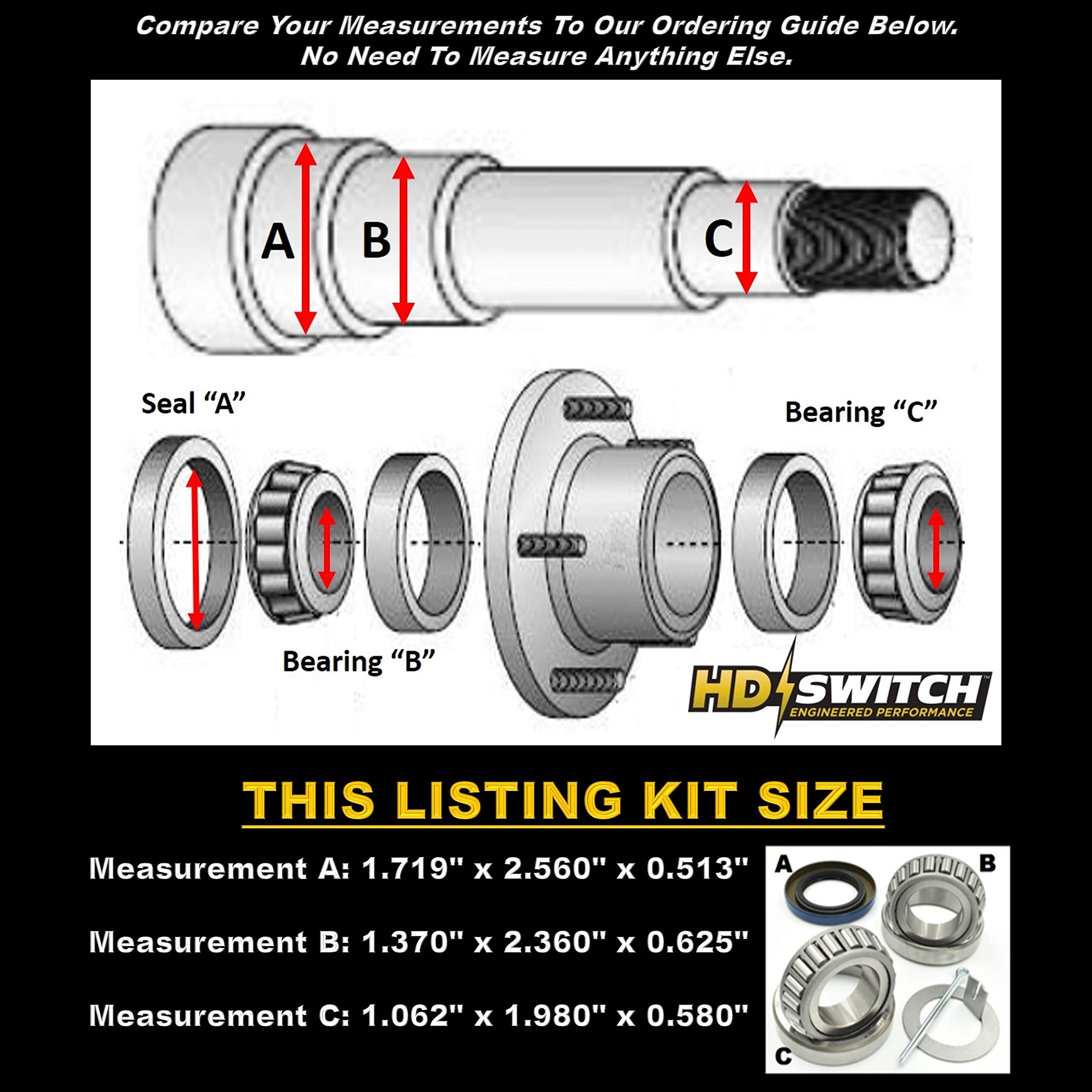 HD Switch laid out kit contents showing seals bearings and hardware