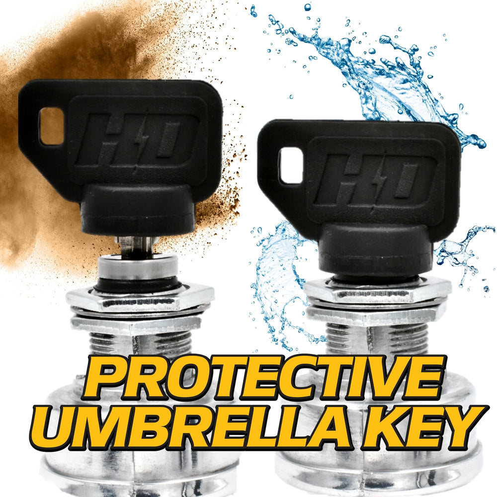 HD Switch umbrella key close-up showing water protection benefit