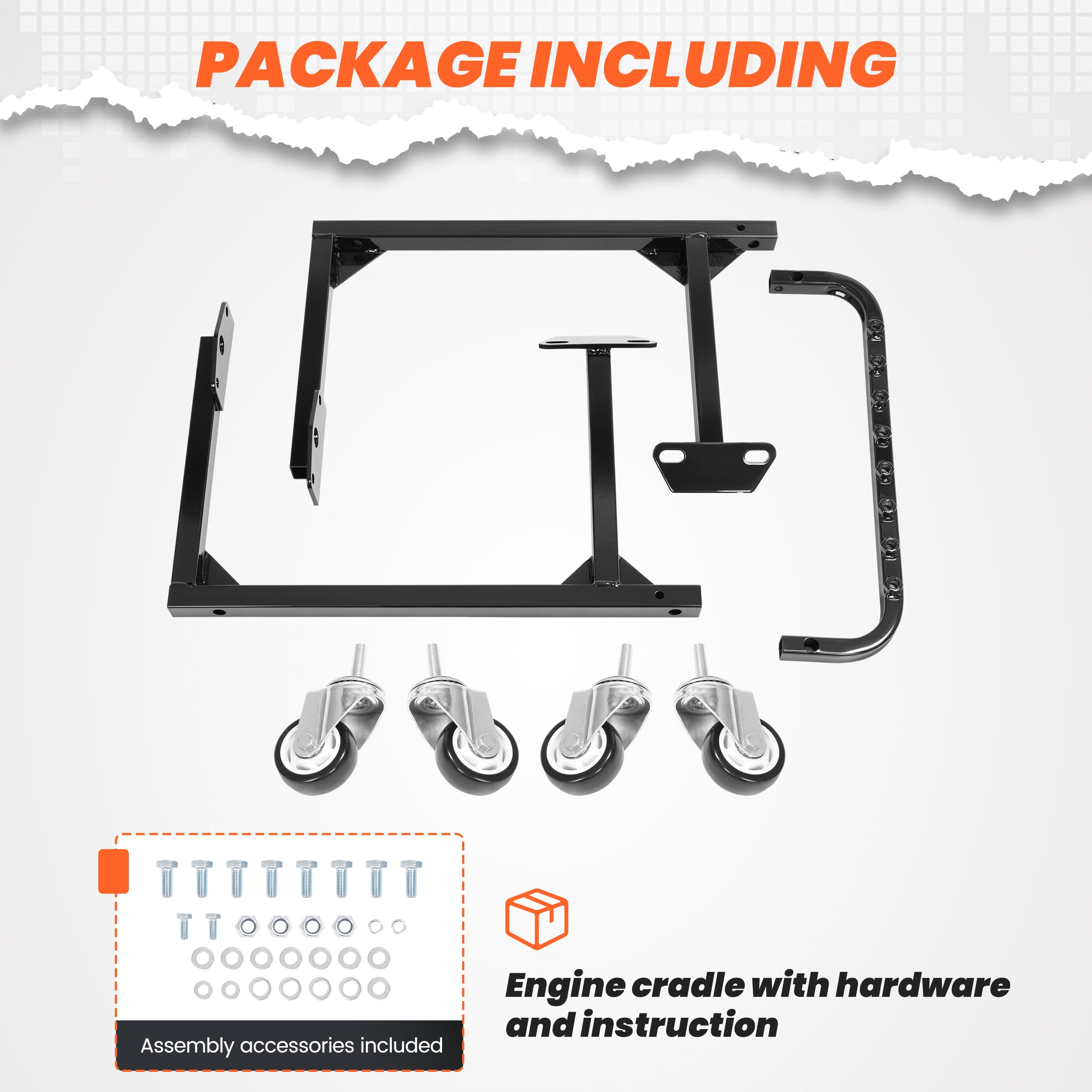 HECASA assembled cradle with tools showing easy bolt-on setup convenience