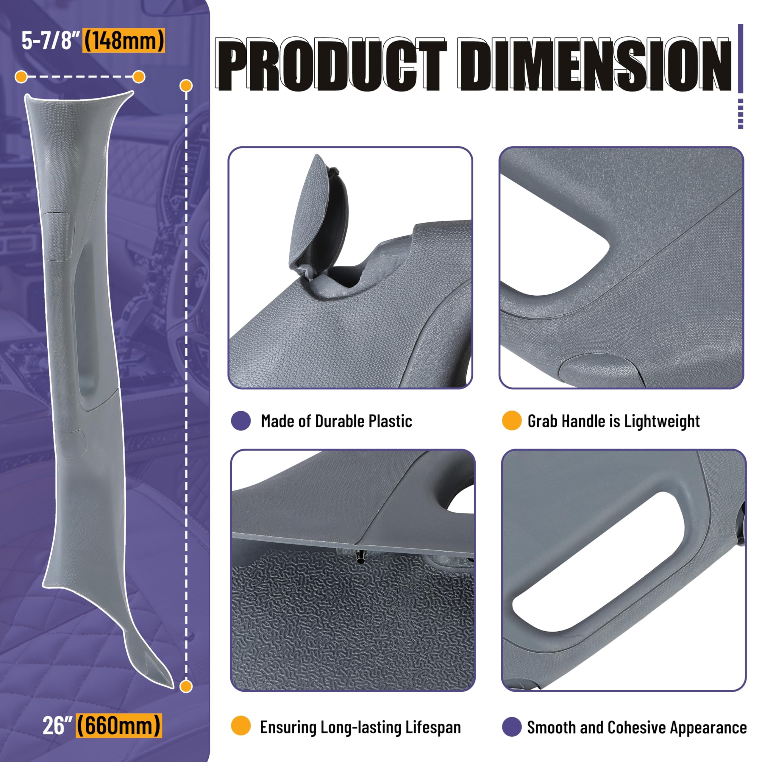 HECASA handle mounted in truck interior for easy entry and exit