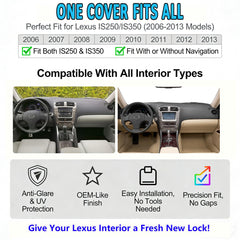 HEDAQI dash cover installed in Lexus interior reducing glare