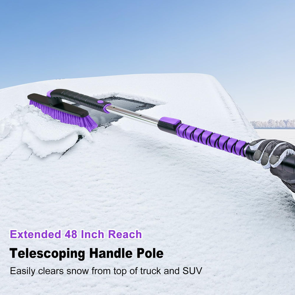HEEYA close-up of dense 13-inch bristles for rapid snow removal without scratching