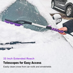 HEEYA close-up of polished bristles protecting paint while sweeping snow