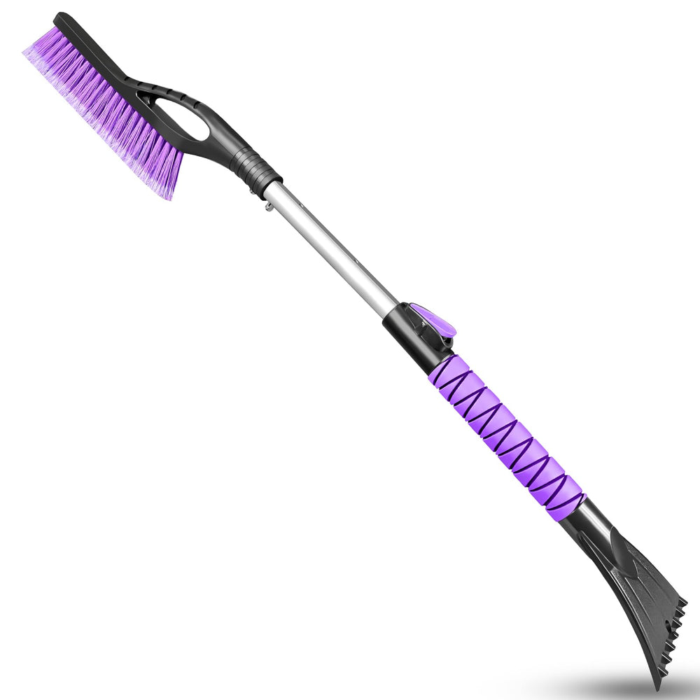 HEEYA front view showing 2-in-1 brush and scraper with compact design benefit