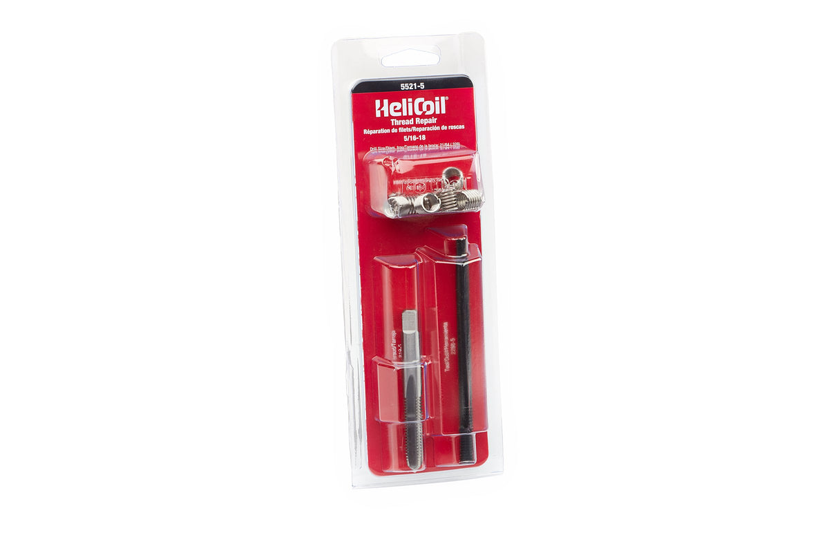 Helicoil front card packaging showing kit contents and easy storage benefit