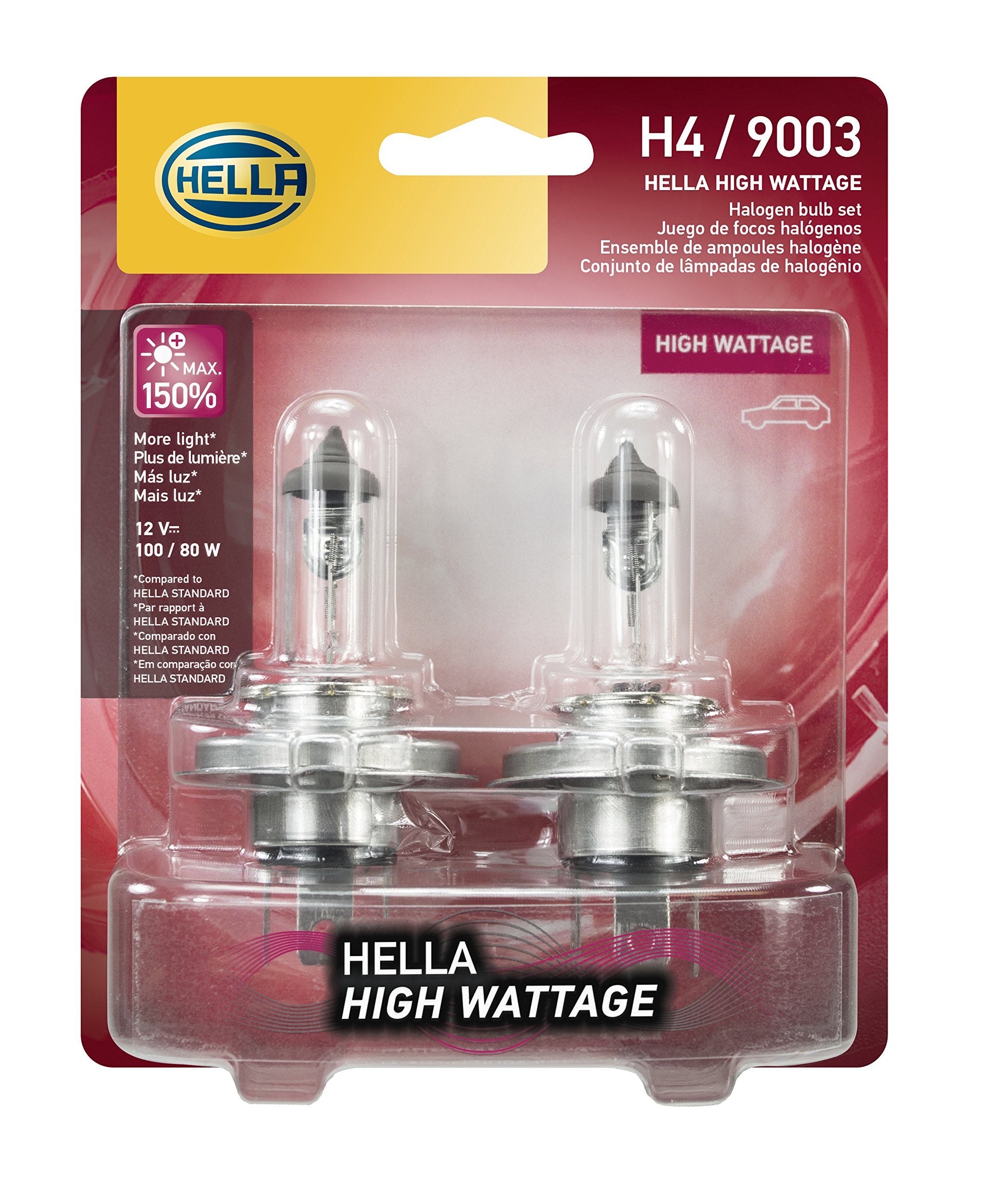 Hella H4 front packaging showing bulb pair and clear branding for easy identification