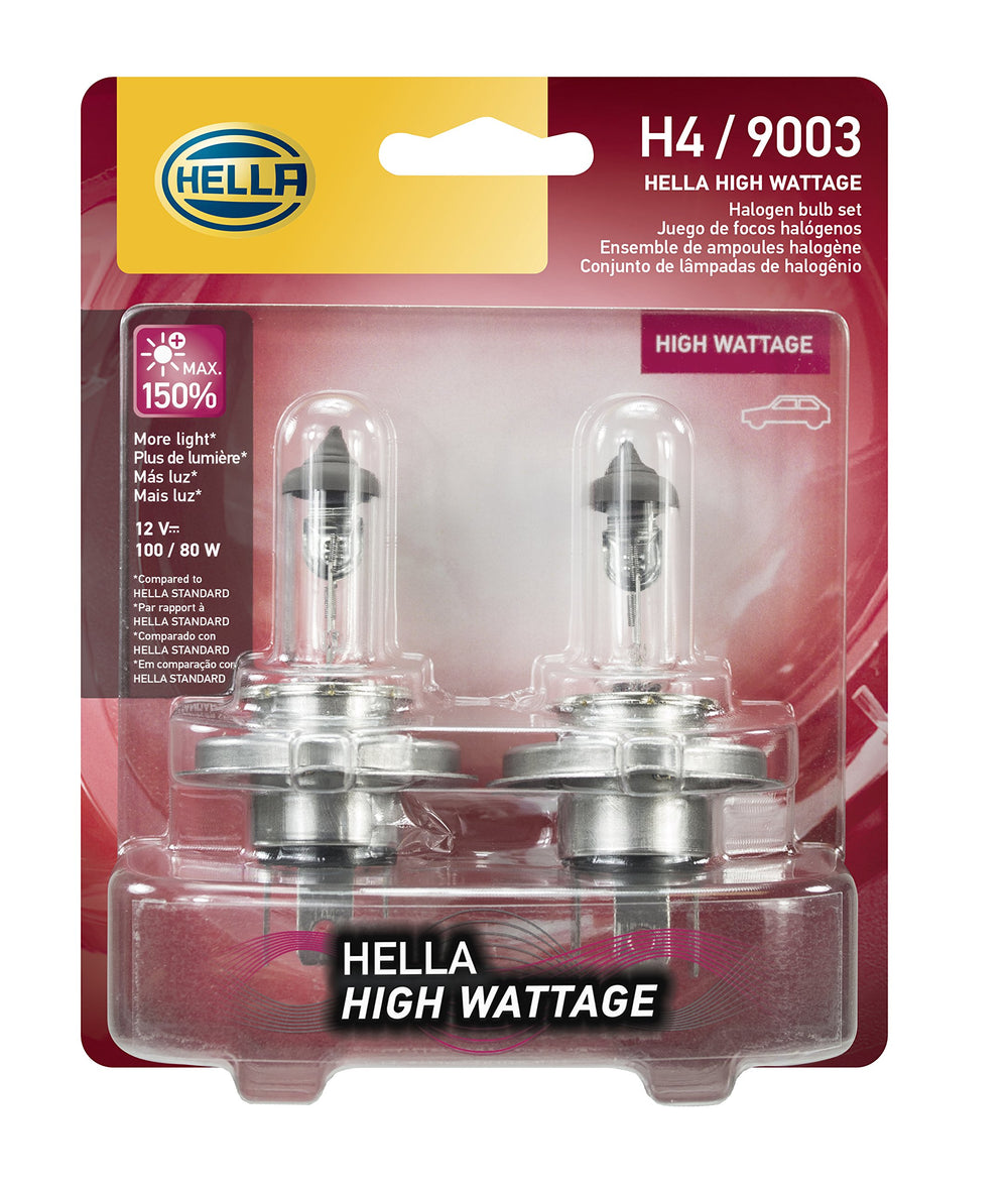 Hella H4 front packaging showing bulb pair and clear branding for easy identification