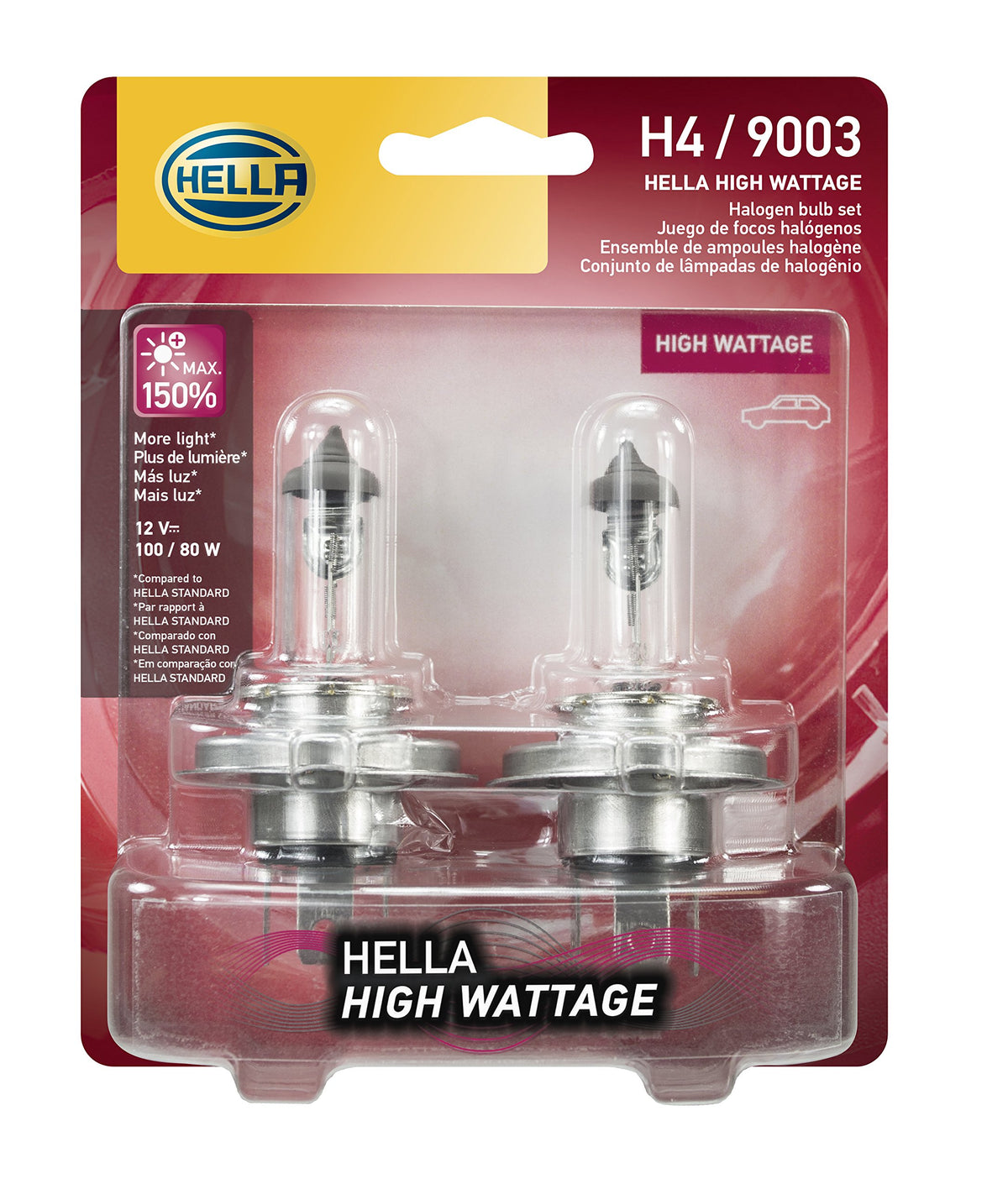 Hella H4 front packaging showing bulb pair and clear branding for easy identification