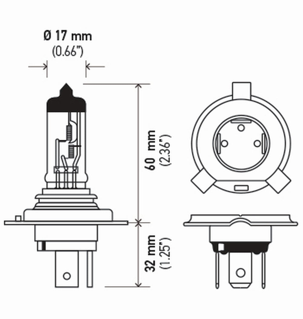 Hella H4 installed on vehicle demonstrating stronger beam for improved visibility
