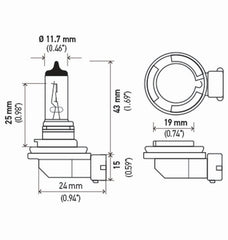 Hella H8TB bulb installed in a vehicle fog light demonstrating correct OE-style fitment