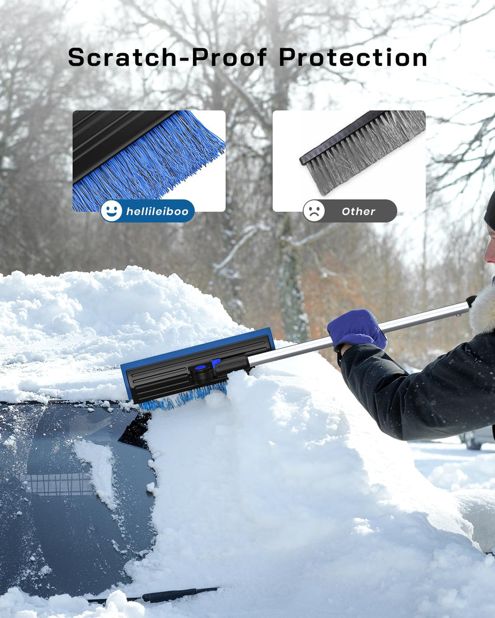helloleiboo rotating head angled demonstration, easier snow removal across windshield