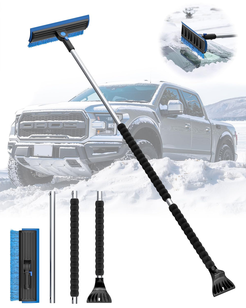helloleiboo in-use clearing snow from car roof, fast and damage-free removal