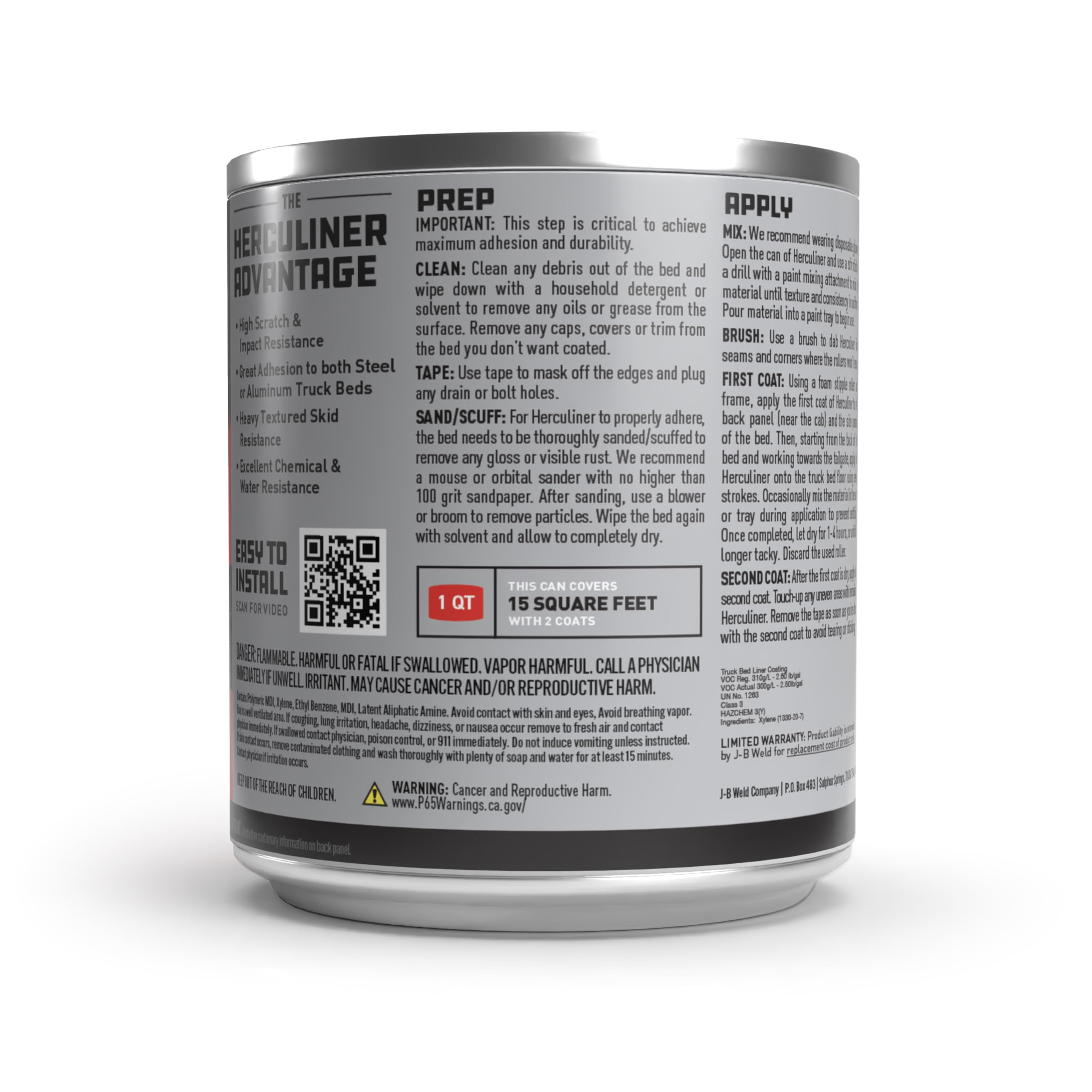 HERCULINER textured coating close-up illustrating grip and abrasion resistance benefit